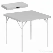 Outsunny Masă de Camping Pliabilă cu 2 Înălțimi Reglabile, 86x86x74 cm, Alb | Aosom Romania