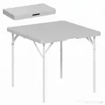 Outsunny Masă de Camping Pliabilă cu 2 Înălțimi Reglabile, 86x86x74 cm, Alb