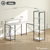 HOMCOM Birou de Colț pentru Computer în Formă de L cu Bibliotecă, 137x140x139,5 cm, Negru | Aosom Romania 