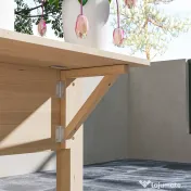 Outsunny Strat Înălțat de Grădină cu Masă Laterală, Raft Inferior și  Orificii de Drenaj, 207x59x78 cm, Lemn Natural | Aosom Romania 