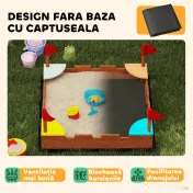AIYAPLAY Lădiță Nisip Castel Copii Scaune 90x90x17 Maro | Aosom Romania 