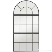 HOMCOM Oglindă de Perete Arcuită în Formă de Fereastră pentru Hol și Sufragerie cu 3 Agățători, 76x43 cm, Negru | Aosom Romania 
