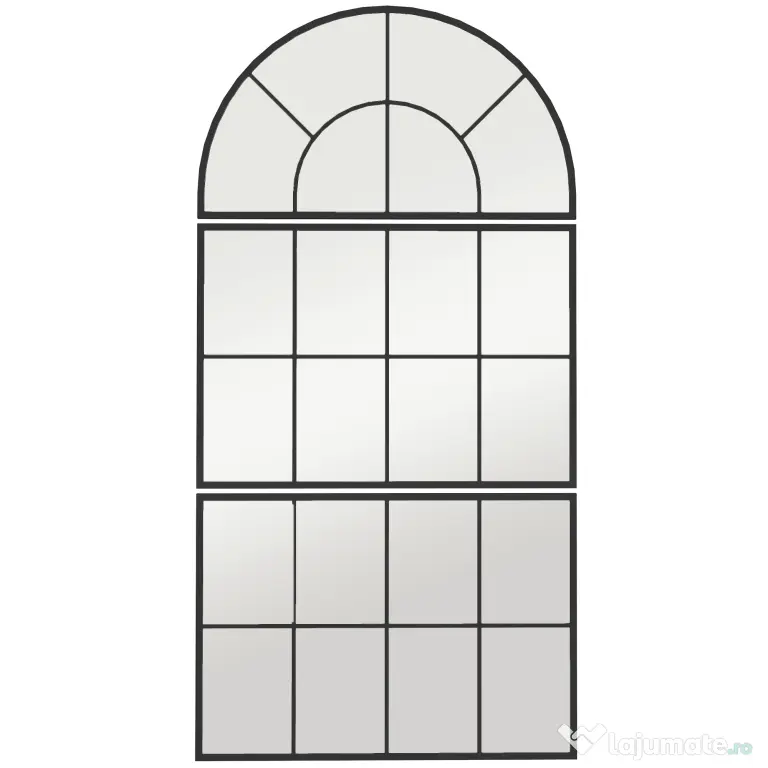 HOMCOM Oglindă de Perete cu Arcadă Stil Fereastră pentru Dormitor și Hol, 76x43 cm, Negru