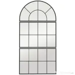 HOMCOM Oglindă de Perete cu Arcadă Stil Fereastră pentru Dormitor și Hol, 76x43 cm, Negru