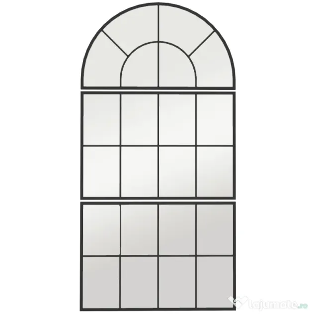 HOMCOM Oglindă de Perete cu Arcadă Stil Fereastră pentru Dormitor și Hol, 76x43 cm, Negru