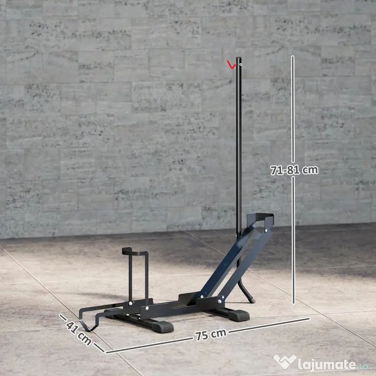 SPORTNOW Rastel pentru Biciclete Reglabil cu Tub de Suport, din Oțel și Plastic, 75x41x71-81 cm, Negru