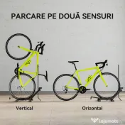 SPORTNOW Rastel pentru Biciclete Reglabil cu Tub de Suport, din Oțel și Plastic, 75x41x71-81 cm, Negru 