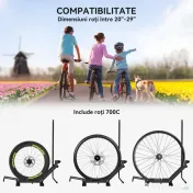SPORTNOW Rastel pentru Biciclete Reglabil cu Tub de Suport, din Oțel și Plastic, 75x41x71-81 cm, Negru 