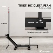 SPORTNOW Rastel pentru Biciclete Reglabil cu Tub de Suport, din Oțel și Plastic, 75x41x71-81 cm, Negru 