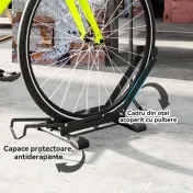 SPORTNOW Rastel pentru Biciclete Reglabil cu Tub de Suport, din Oțel și Plastic, 75x41x71-81 cm, Negru 