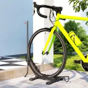SPORTNOW Rastel pentru Biciclete Reglabil cu Tub de Suport, din Oțel și Plastic, 75x41x71-81 cm, Negru 