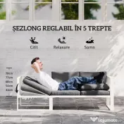 Outsunny Set Mobilier de Grădină din 4 Piese cu 2 Canapele, Fotoliu Reglabil și Măsuță de Cafea, 121x61x62 cm, Gri | Aosom Romania 
