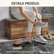 HOMCOM Cufăr de Depozitare pentru Interior 113L cu Capac Rabatabil, Cufăr Organizator pentru Living și Hol, Bancă cu Spațiu de Depozitare, Efect Lemn Maro | Aosom Romania 