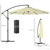 Outsunny Umbrela pentru Gradina Brat Deluxe Inclinabila cu Manivela, Φ3m | Aosom Romania 