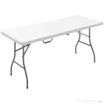 Outsunny Masă de Camping Pliabilă cu Mâner, Cadru Metalic și Blat din Plastic, 180x74x74 cm, Alb