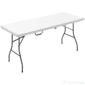 Outsunny Masă de Camping Pliabilă cu Mâner, Cadru Metalic și Blat din Plastic, 180x74x74 cm, Alb 