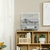 PawHut Cușcă Hamster 2Niveluri Bazin Nisip 44,5x28x44cm Gri | Aosom Romania 