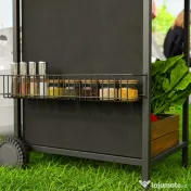 Outsunny Grătar pe Gaz cu Capac, Termometru, Masă Laterală și Tavă pentru Colectarea Grăsimii, 108x54x97 cm, Negru | Aosom Romania 