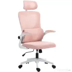 Vinsetto Scaun de Birou Reglabil și Reclinabil cu Tetieră Detașabilă, din Țesătură cu Plasă, 60x59x114-122 cm, Roz