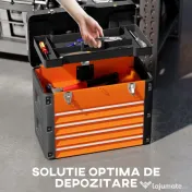 HOMCOM Cutie pentru Unelte cu 4 Sertare și Compartiment Superior din Oțel și Plastic, Portocaliu și Negru 