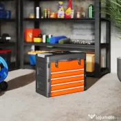 HOMCOM Cutie pentru Unelte cu 4 Sertare și Compartiment Superior din Oțel și Plastic, Portocaliu și Negru 