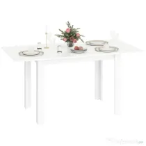 HOMCOM Masă Extensibilă pentru 4-6 Persoane cu Panouri Rabatabile, 120-160x80x78 cm, Alb Lucios | Aosom Romania