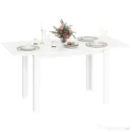 HOMCOM Masă Extensibilă pentru 4-6 Persoane cu Panouri Rabatabile, 120-160x80x78 cm, Alb Lucios