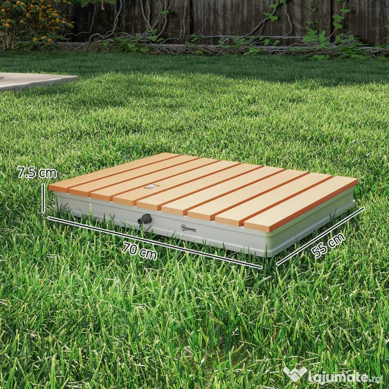 Outsunny Duș Portabil: aluminiu, 4m rezistent UV/apă, plajă/spa, 70x55 cm, Efect Lemn | Aosom Romania