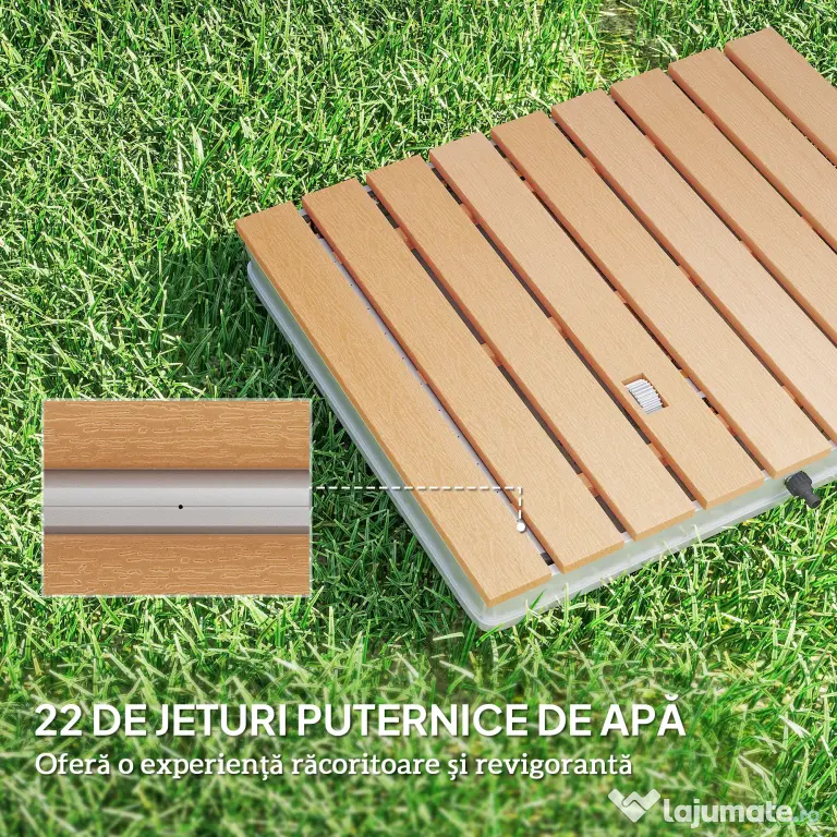 Outsunny Duș Portabil: aluminiu, 4m rezistent UV/apă, plajă/spa, 70x55 cm, Efect Lemn | Aosom Romania