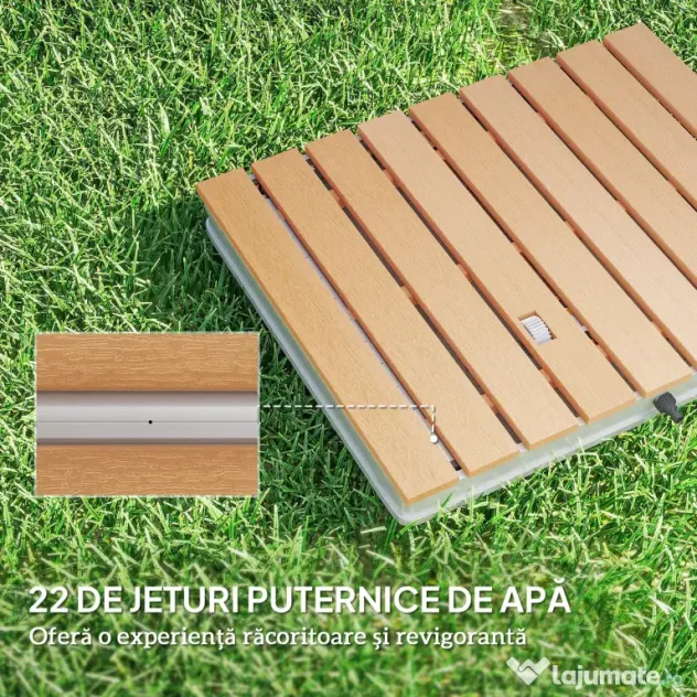 Outsunny Duș Portabil: aluminiu, 4m rezistent UV/apă, plajă/spa, 70x55 cm, Efect Lemn | Aosom Romania