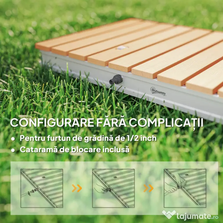 Outsunny Duș Portabil: aluminiu, 4m rezistent UV/apă, plajă/spa, 70x55 cm, Efect Lemn | Aosom Romania