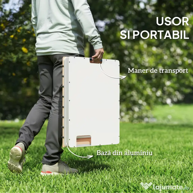 Outsunny Duș Portabil: aluminiu, 4m rezistent UV/apă, plajă/spa, 70x55 cm, Efect Lemn | Aosom Romania