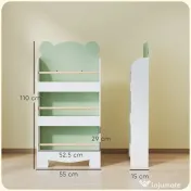 AIYAPLAY Bibliotecă Copii 3 Rafturi în Formă de Ursuleț 55x15x110 cm, Verde | Aosom Romania 