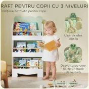 AIYAPLAY Bibliotecă Copii 3 Rafturi în Formă de Ursuleț 55x15x110 cm, Verde | Aosom Romania 