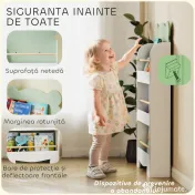 AIYAPLAY Bibliotecă Copii 3 Rafturi în Formă de Ursuleț 55x15x110 cm, Verde | Aosom Romania 