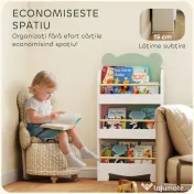 AIYAPLAY Bibliotecă Copii 3 Rafturi în Formă de Ursuleț 55x15x110 cm, Verde | Aosom Romania 