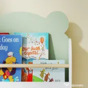 AIYAPLAY Bibliotecă Copii 3 Rafturi în Formă de Ursuleț 55x15x110 cm, Verde | Aosom Romania 