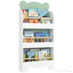 AIYAPLAY Bibliotecă Copii 3 Rafturi în Formă de Ursuleț 55x15x110 cm, Verde