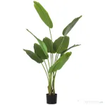 HOMCOM Plantă Artificială de 160 cm cu 10 Frunze din PEVA Verde cu Ghiveci, Ø16.5x13.5 cm | Aosom Romania