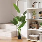 HOMCOM Plantă Artificială de 160 cm cu 10 Frunze din PEVA Verde cu Ghiveci, Ø16.5x13.5 cm | Aosom Romania 