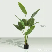HOMCOM Plantă Artificială de 160 cm cu 10 Frunze din PEVA Verde cu Ghiveci, Ø16.5x13.5 cm | Aosom Romania 