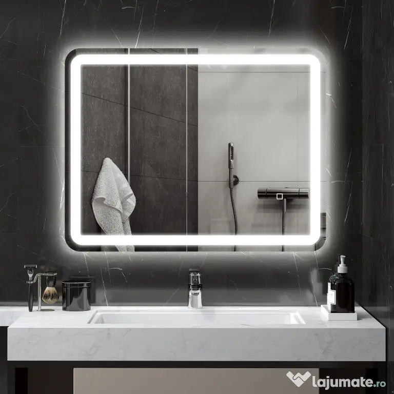 kleankin Oglinda pentru baie cu lumini LED, 70 x 50 cm | Aosom Romania