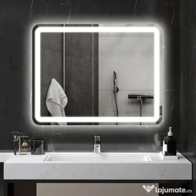 kleankin Oglinda pentru baie cu lumini LED, 70 x 50 cm | Aosom Romania