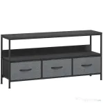 HOMCOM Suport TV Mobil, Până La 55", cu 3 Sertare Textil Pliabile, Raft, 120x29x56 cm, Negru