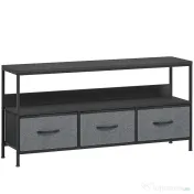 HOMCOM Suport TV Mobil, Până La 55", cu 3 Sertare Textil Pliabile, Raft, 120x29x56 cm, Negru 