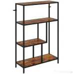 HOMCOM Bibliotecă cu 4 Rafturi Stil Industrial din Lemn și Metal, 77x30x116 cm, Maro Rustic