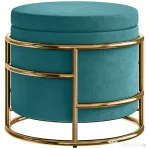 Pouf HOMCOM Rotund în Catifea cu Compartiment de 24L și Capac Detașabil, Ø42x39 cm, Verde
