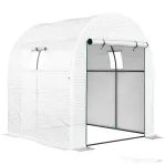 Outsunny Seră Tip Tunel pentru Grădină 1.8x1.8x2 m din Oțel și PE Anti-UV cu Uși Rulabile și Ferestre, Albă
