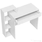 HOMCOM Birou PC Modern cu 3 Rafturi Deschise și Sertar, din Lemn Alb, 100x40x90 cm