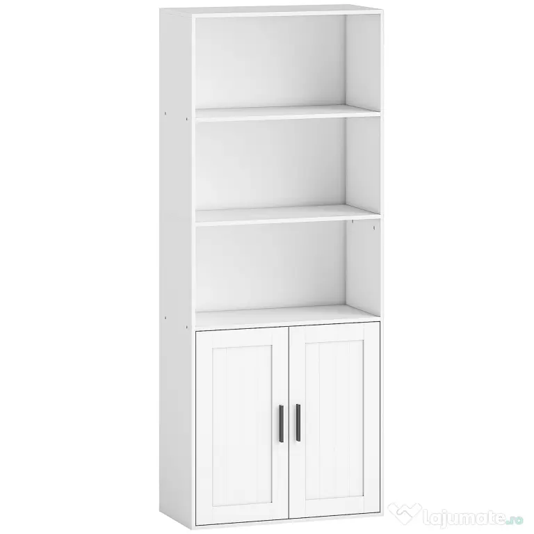 HOMCOM Bibliotecă cu Rafturi Deschise și Dulap cu Raft Reglabil Alb | Aosom Romania